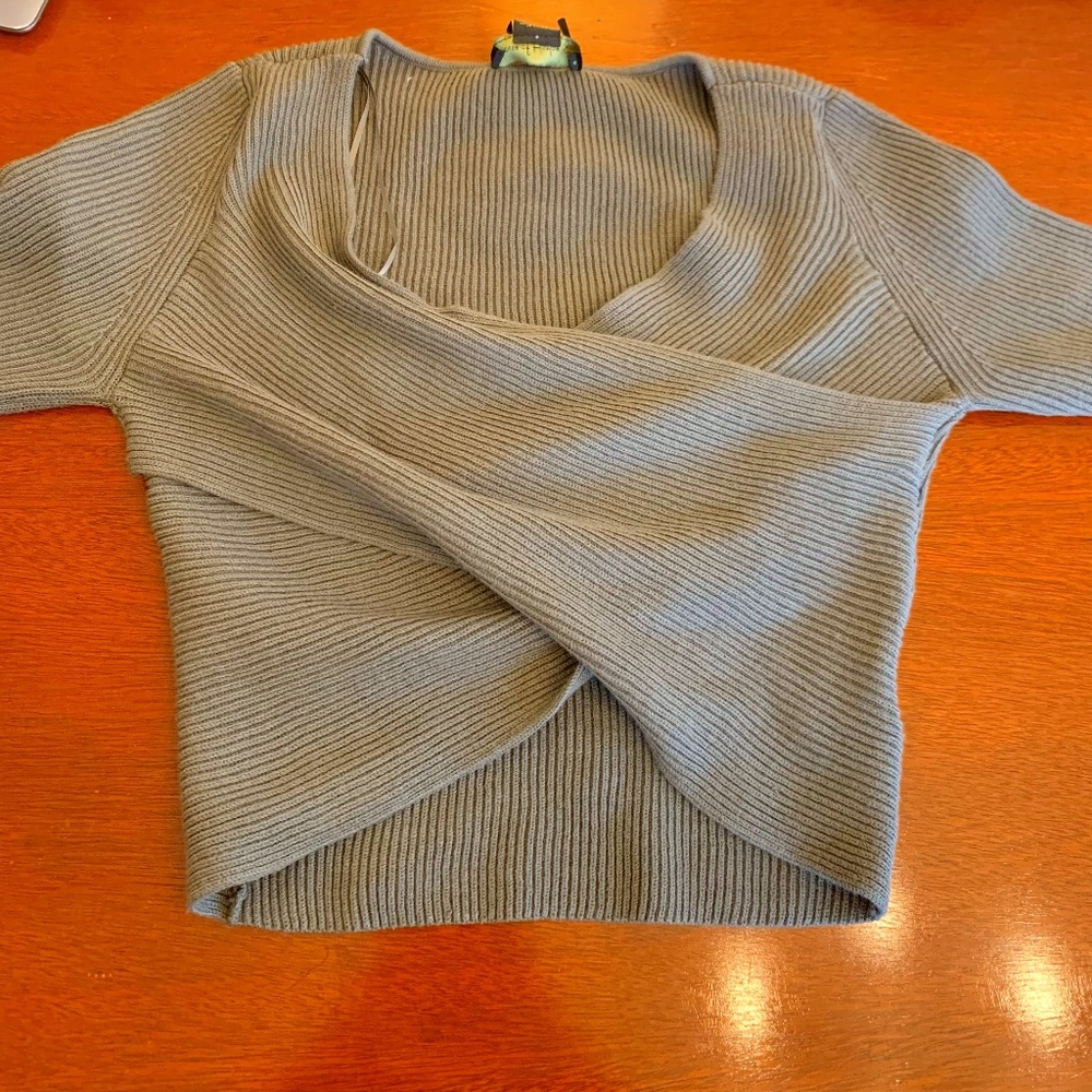 Green wrap sweater